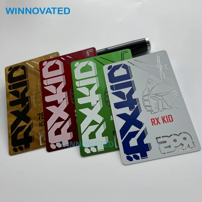 10 0.pieces.CustomCut Out Metallic Golden Metal Mirror Finsh Cards with Bar code