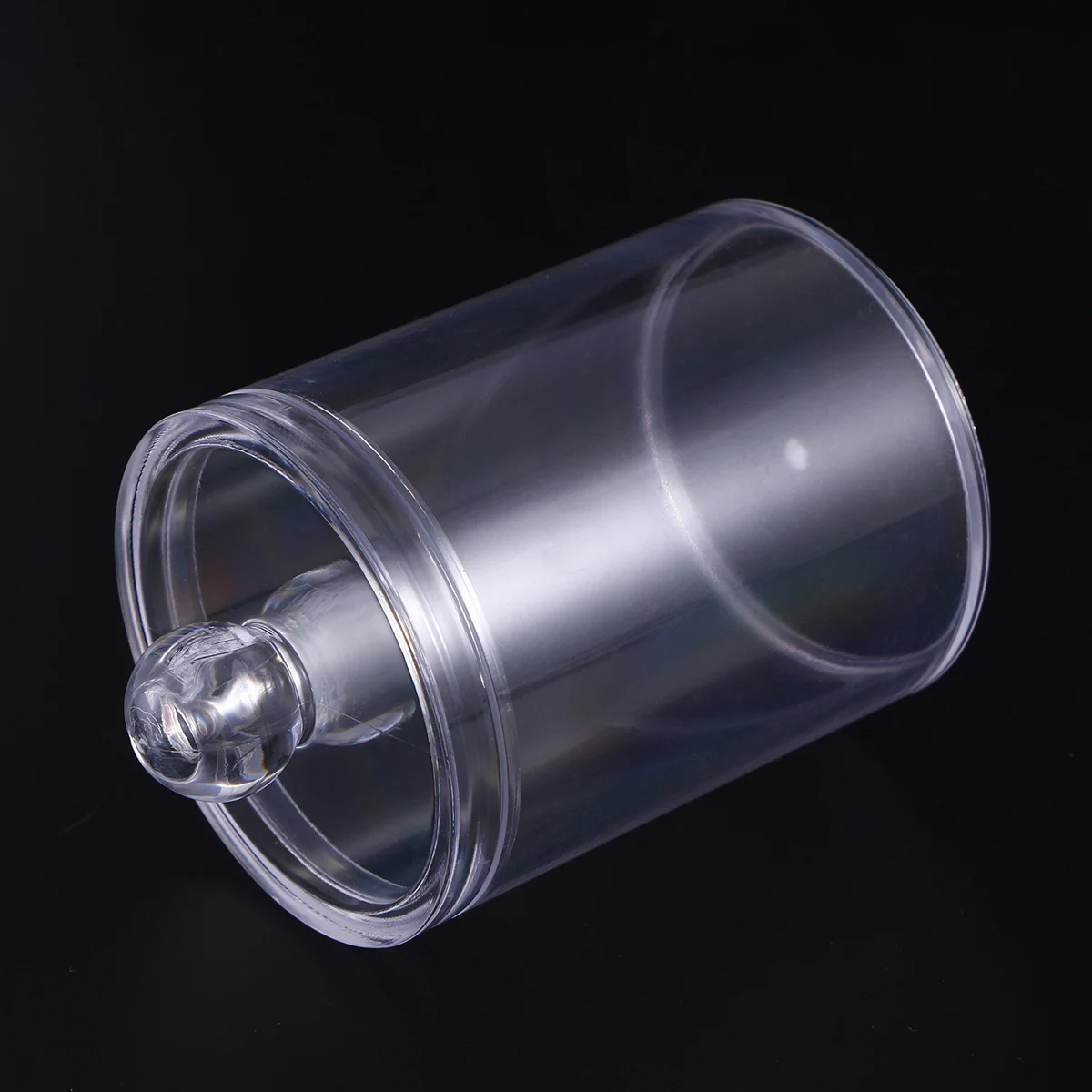

Plastic Clear Canister Cotton Swab Storage Box Round Transparent Container Makeup Organizer Pen Holder for Desk Tidy
