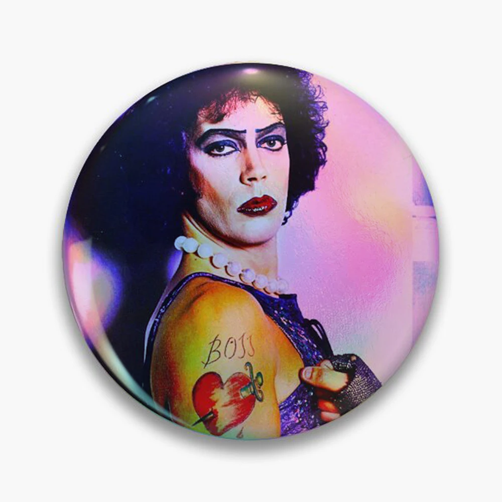 The Rocky Horror Picture Show Tim Curry Pin Holographic Star Heart Pin Brooches Laminated Button Fashion Accessory