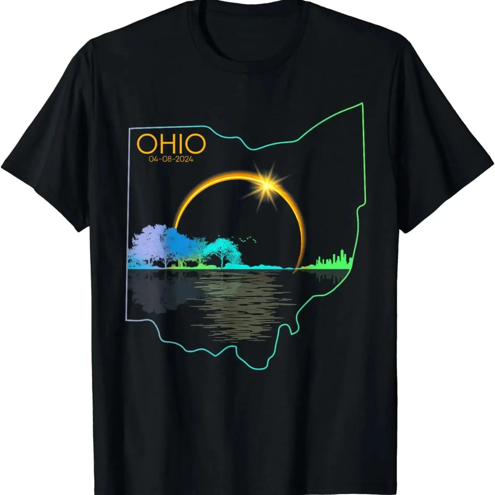 Total Solar Eclipse 2024 State Ohio Totality April 8 T Shirt vintage Washed Stretched homme Unisex Top For Everyday Wear