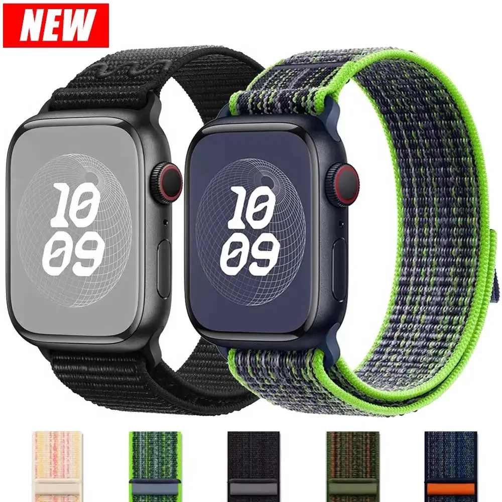 سوار من النايلون الرياضي لساعة اليد 49: 45 ، سوار حلقة من Apple ، iWatch S10 9 8 7 6 5 4 3 se2 Ultra 2 46: 41: 42 حزام