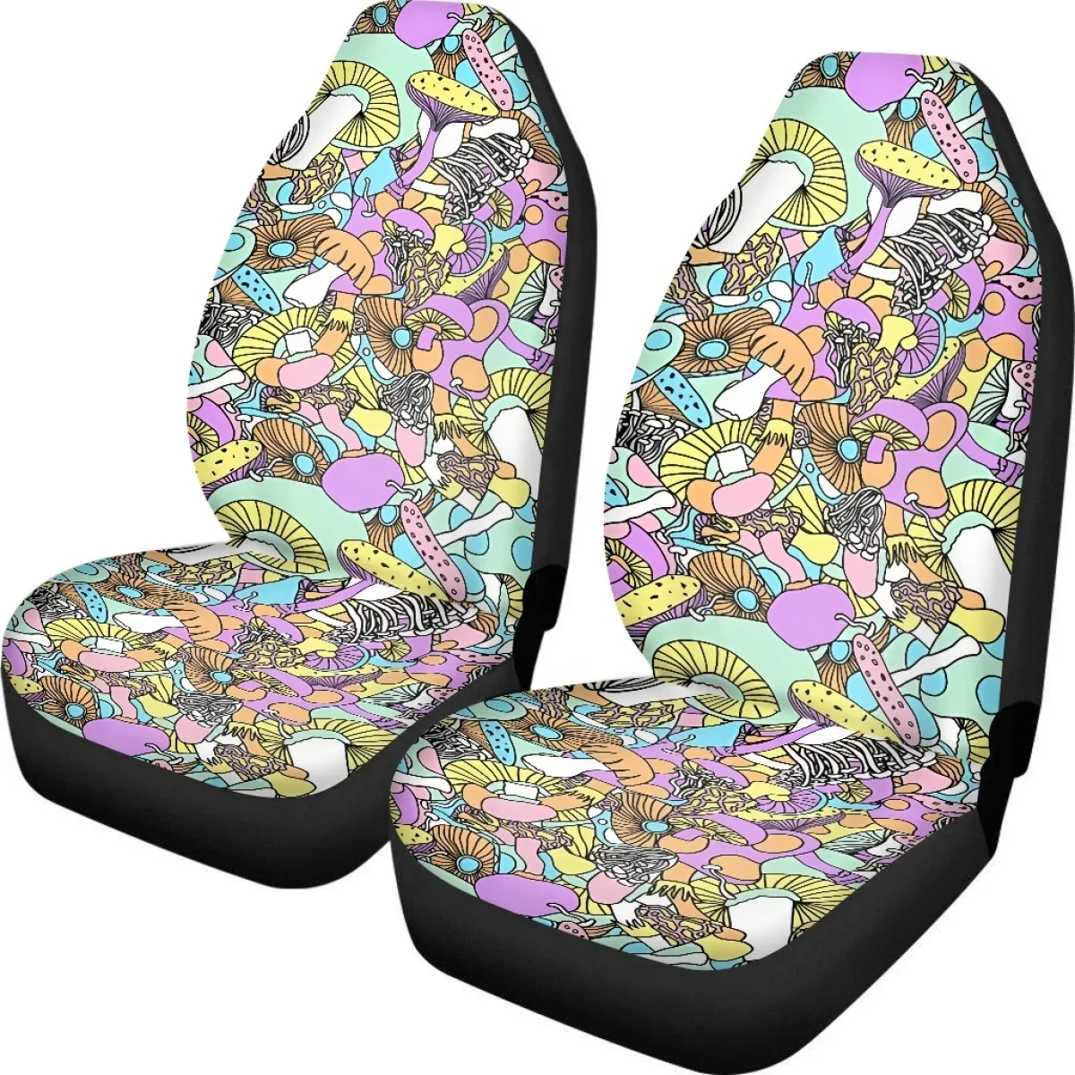 Auto Front Seat Cover Candy Color Fantasy Mushroom Pattern Car Accessories Vehicle Seat Covers Anti-Slip Automobile Protector