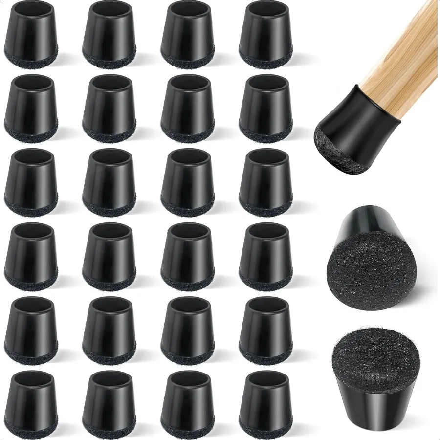 

24 PCS Silicone Felt Chair Leg Floor Protectors for Hardwood Floors Furniture Pads Chair Leg Covers Cups No Noise ScratchProof