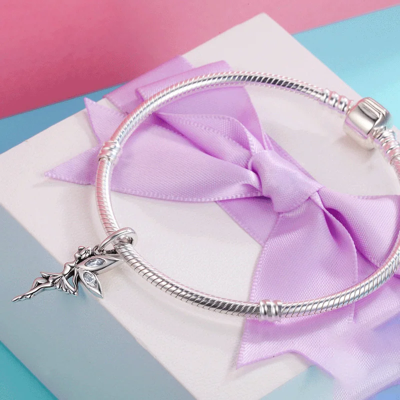 Bamoer-ブレスレットとネックレス用のフェアリーフラワーペンダント,本物の925スターリングシルバー,フェアリーペンダント,女性用チャーム,ジュエリーscc359