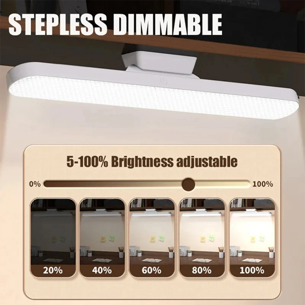 LED Touch Magnetic Table Lamp USB Rechargeable Eye Protection 3 Color Stepless Dimmable Cabinet Night Light Reading Book Lamp