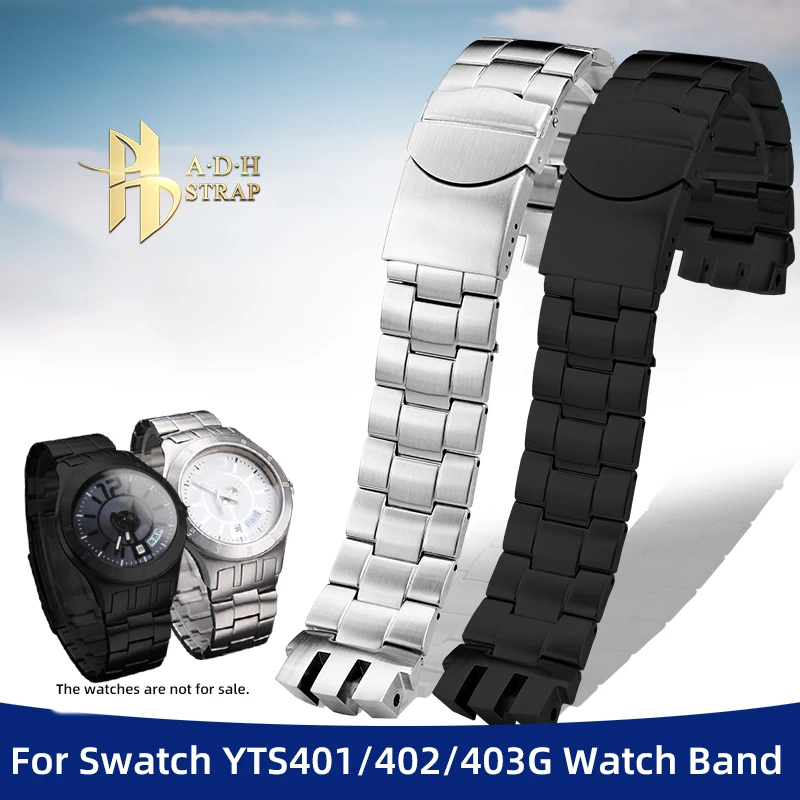 

Solid Precision Steel Watch Chain For Swatch YTS401 402 403G Watch Band 20mm Dedicated Convex Interface Bracelet Men's Strap