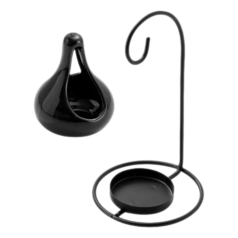 

Essential Oil Burner Ceramic Tealight Warmer Black Home Fragrance Diffuser for Office Desk Decor Burner Holder