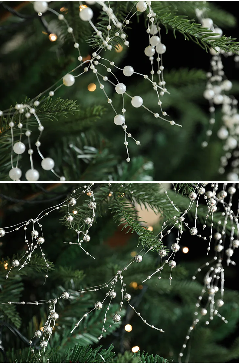 خط السمك حبة ثابتة عيد الميلاد الجليد الكريستال قلادة حبة سلسلة زهرة إكليل شجرة عيد الميلاد الديكور شنقا زخرفة