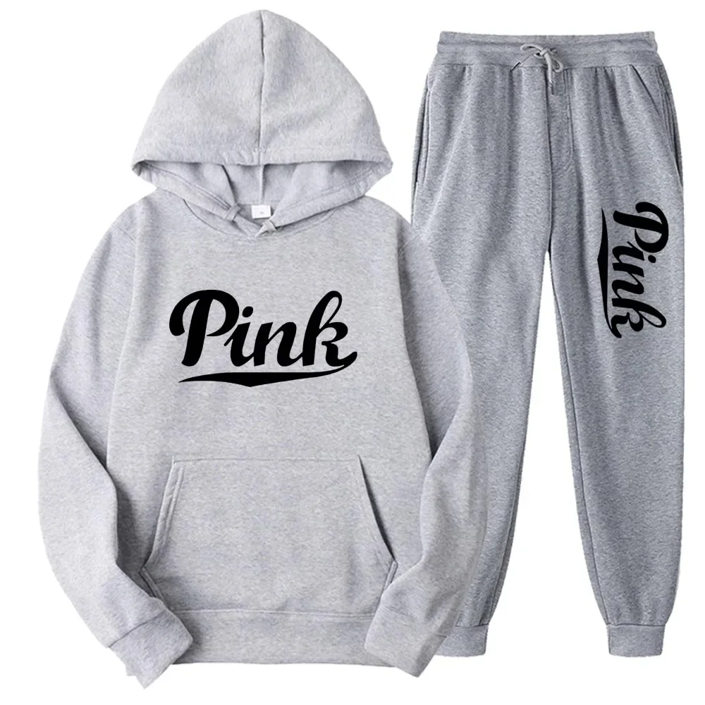 Hot Sale Women Autumn Clothing Set Letter Printing Hooded Sweatshirt Sweatpants Casual Jogging Suit Female Outwear and Trousers