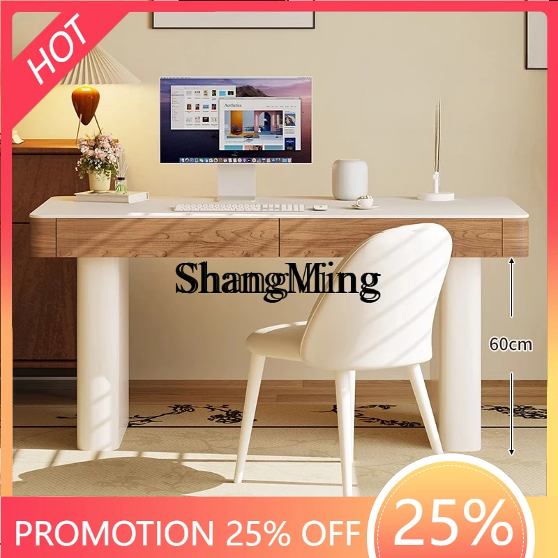 

SM Cream Wind Slate Book Table Chair Simple Household Solid Wood Study Table Household Computer Desk