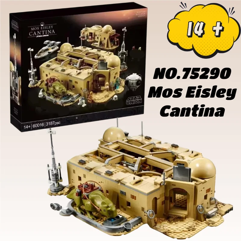 Blocs de construction Galaxy MOC 75290 Mos Eisley Cantina, modèle de briques, jouets de décoration pour enfants et adultes, cadeaux d'anniversaire et de noël, 3187 pièces