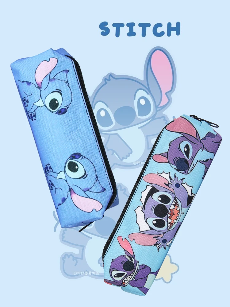 MINISO Disney Stitch Borsa per penne con cerniera stampata Scatola per cancelleria Astuccio per matite per cartoni animati Astuccio per matite per