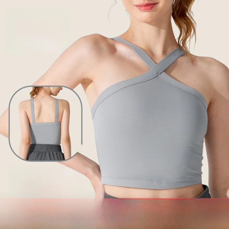 

Спортивный бюстгальтер-топ для бега с влагоотведением, красивый, быстросохнущий, для спортзала, йоги, летний, женский, нейлоновый, без рукавов