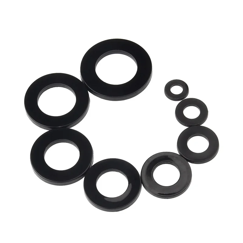 10-200 Pcs Nylon Plain Washer M2 M2.5 M3 M4 M5 M6 M8 M10 M12 M14 M16 M18 M20 Black Plastic Insulation Flat Gasket