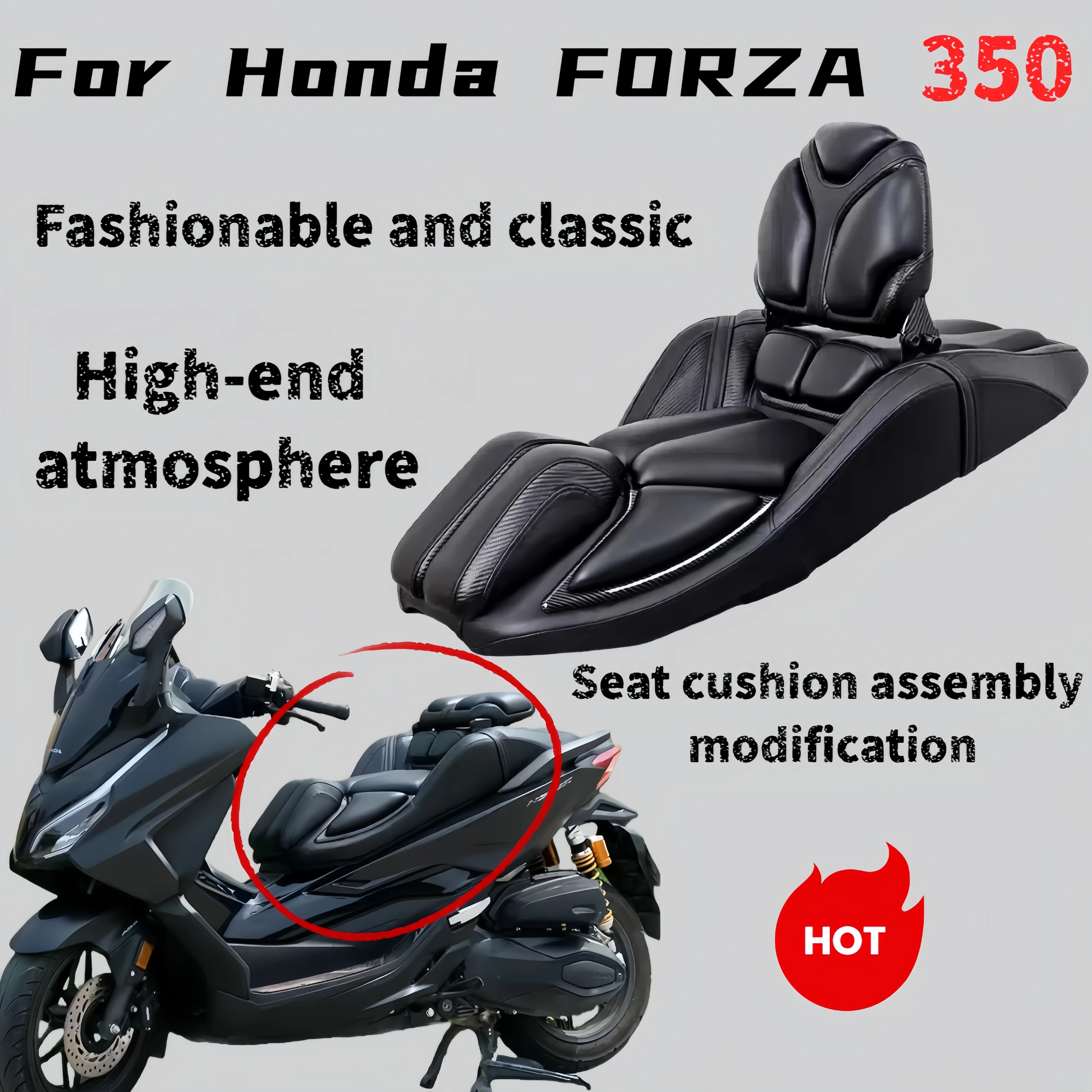 Cojín para Asiento de Motocicleta Honda Forza 350 (21-25 años) - Cubre Asientos para Moto-Honda Forza - Asiento de Lujo Cómodo y Elegante