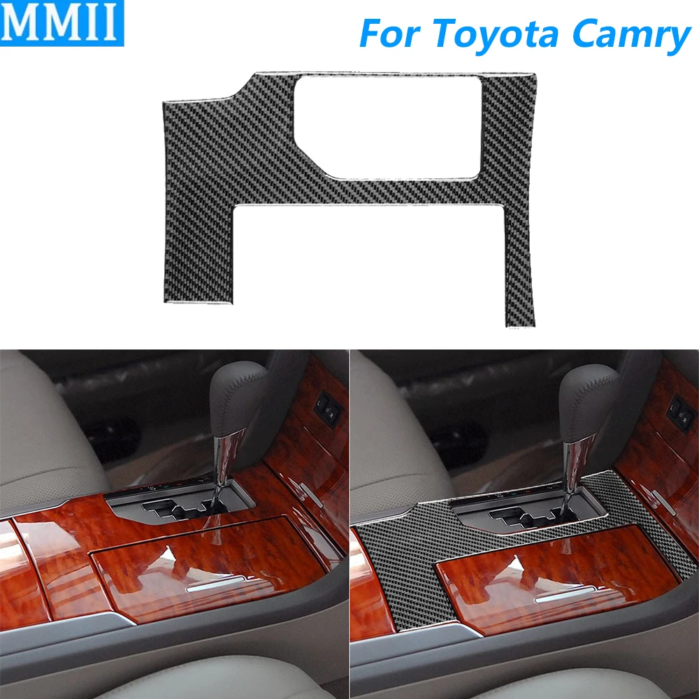 

Для Toyota Camry 2006-2011: накладка на центральную консоль из углеродного волокна для селектора КПП и отсека для хранения, аксессуар для автомобиля, наклейка