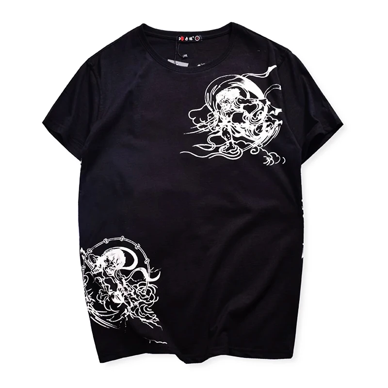 Lyprerazy Japanese Harajuku Ukiyoe Vintage Embroidery T Shirt Men\'s Carp Fish Dragon Embroidery Chinese Style Printing T Shirts
