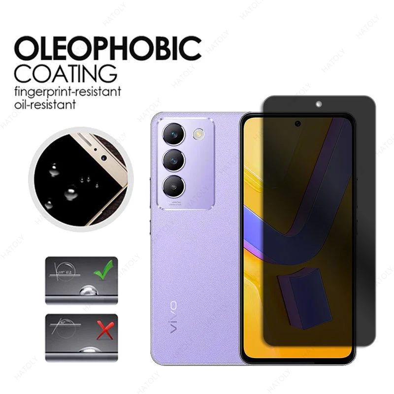 

Privacy Screen Protector For vivo V40 SE Y100 5G Front Glass For iQOO Z9 Global Anti-spy Glass Camera Lens Protector For iQOO 12