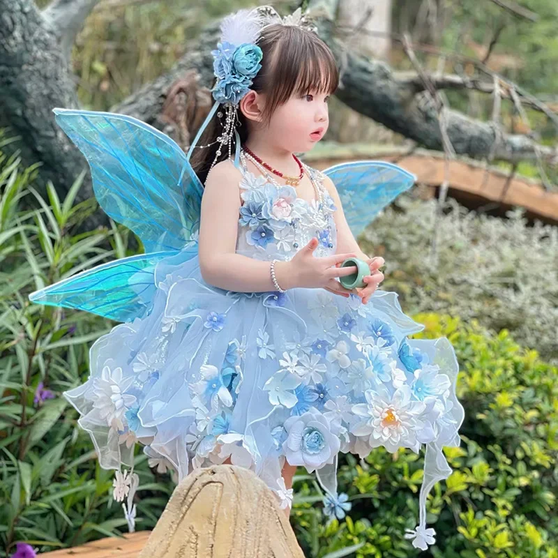 Flower Birthday Party Princess Dress 2025 Summer Sleeveless New Style Little Girls Fashion One Year Old Children's Dresses