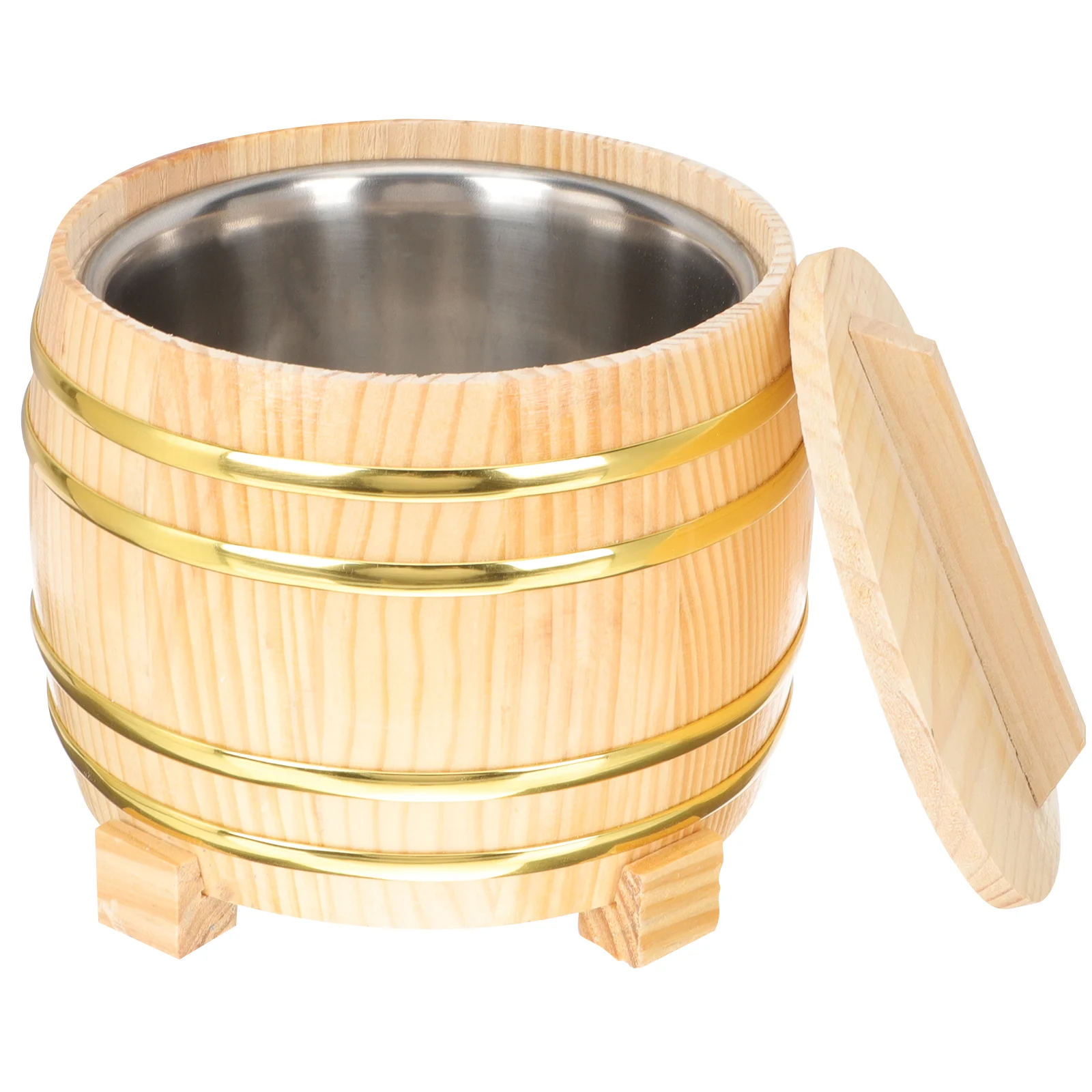 

Rice Wooden Bucket Sushi Bowl Tub Steamer Container Ice Steamed Mixing Serving Wood Hangiri Oke Holder Cask Chinese Warmer