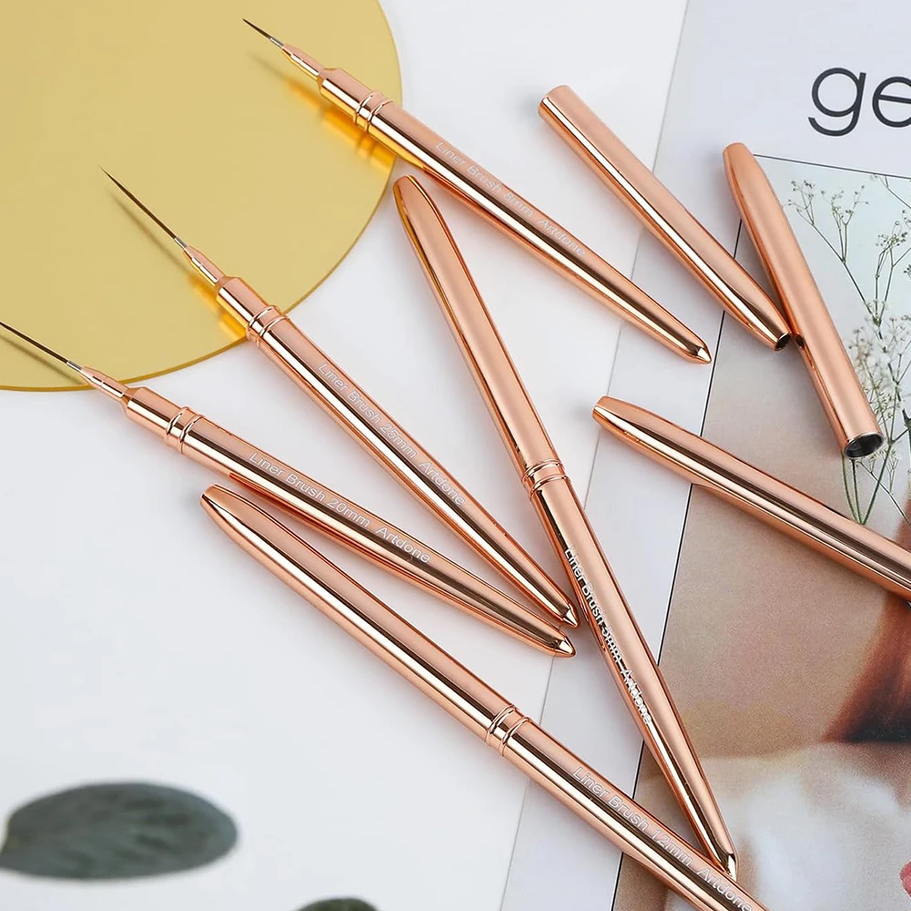4/8/12/20/25mm Champagne Nail Art Pens Detail Liner Brushes Nail Tools Long Lines Drawing Liner Brush UV Gel Polish Painting