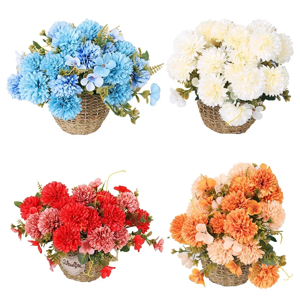 1Pcs Artificial Chrysanthemum Bouquet Wedding Decoration Silk Fake Flowers Realistic Design 7cm*7cm*30cm For Homes Offices Decor