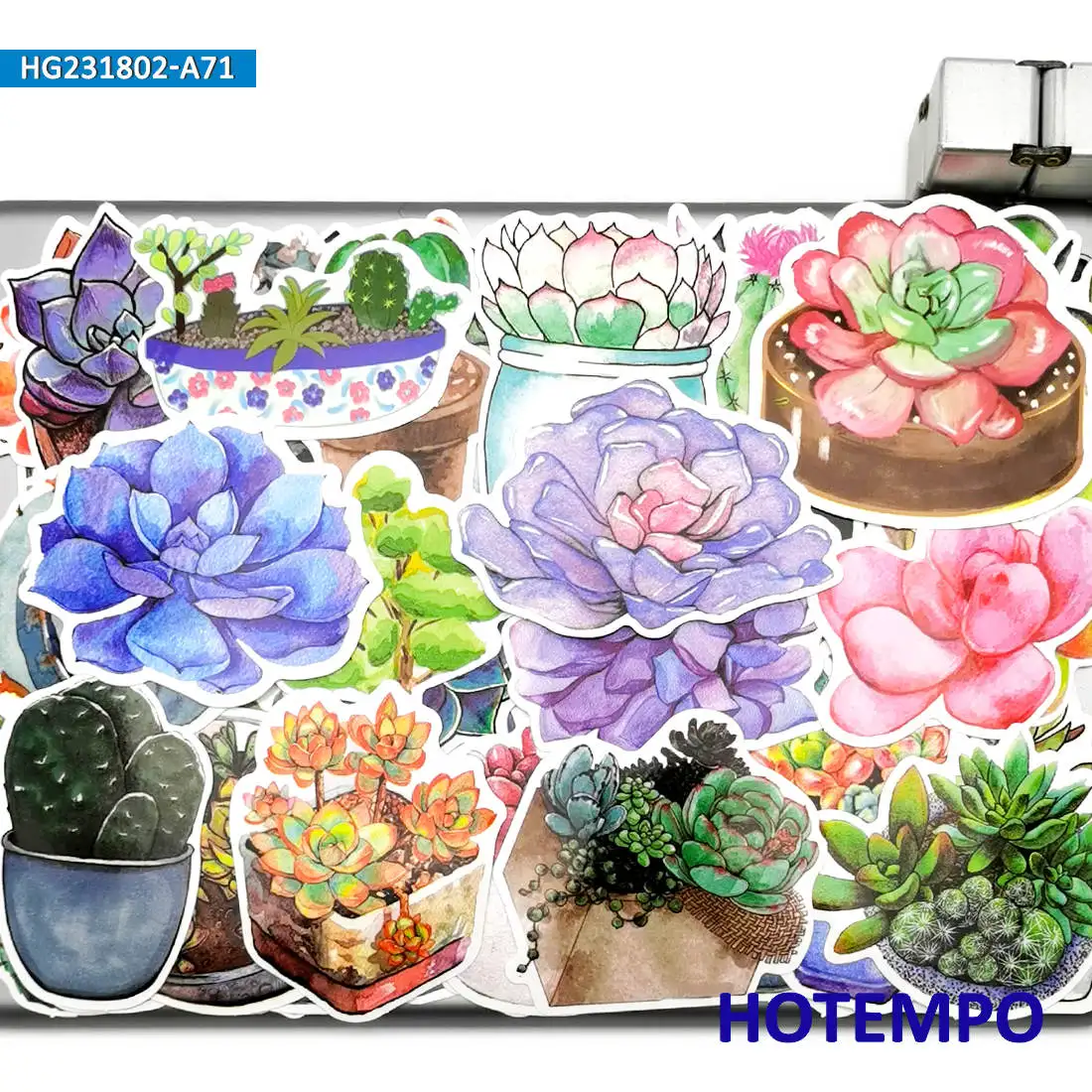 20/30/50/70Pieces Succulent Potted Colorful Graffiti Cute Plant Stickers for Kid Scrapbook Luggage Bike Car Phone Laptop Sticker