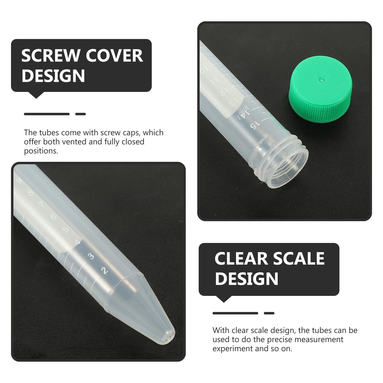 

50pcs Tubes 15ml Screw Cap Clear Scale Laboratory Test Biochemistry Molecular Biology Experiment Use