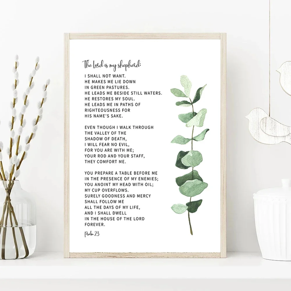Canvas Painting Scripture Church Picture Christian Bible Verse Art Psalm 23 & 91 Bible Verse Poster and Print Home Decor Cuadros