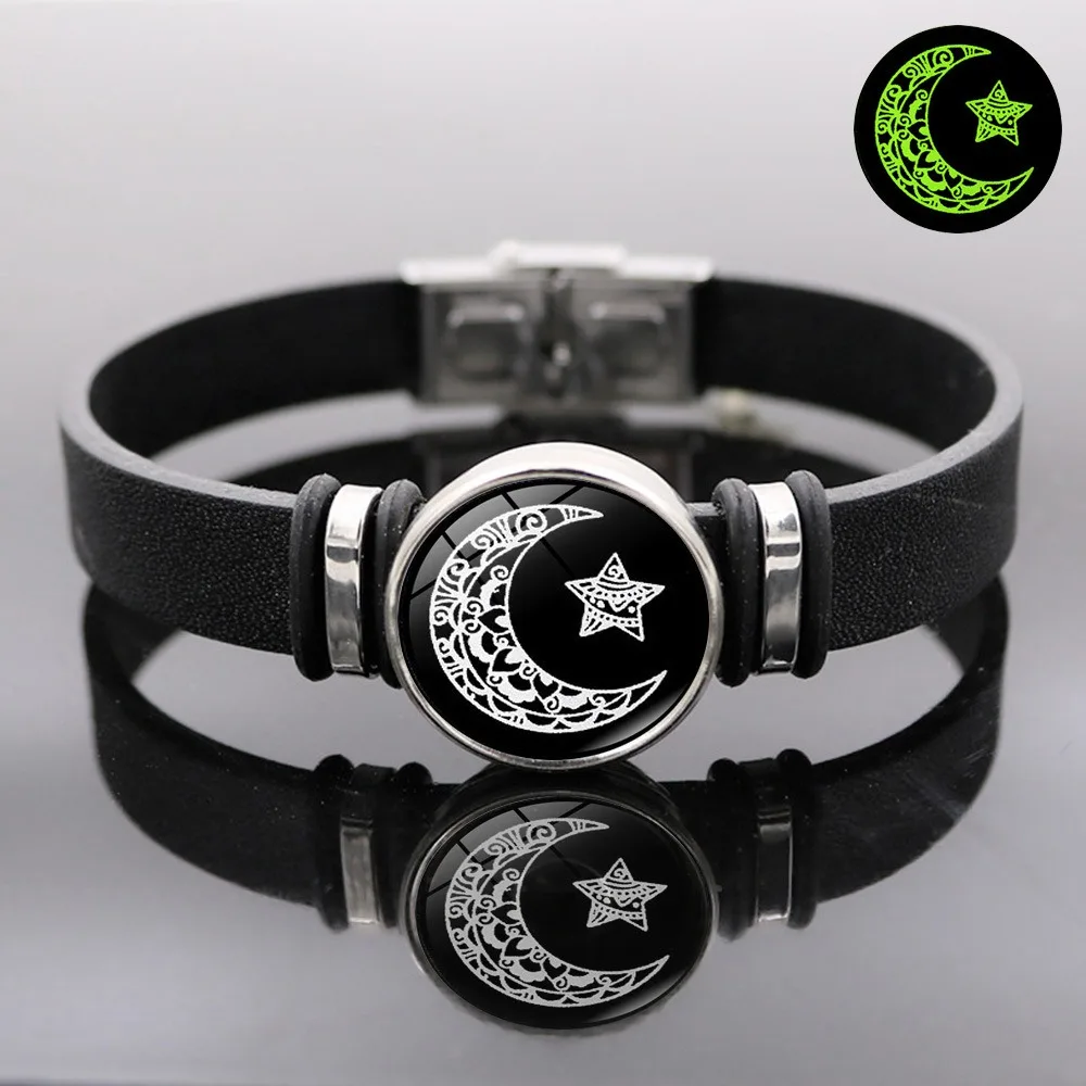 Romantische Lederen Lichtgevende Armband Zon Maan Nieuwe PU Polsband Vriendschap Paar Geluk Armbanden voor Vrouwen Mannen Sieraden Geschenken Nieuw