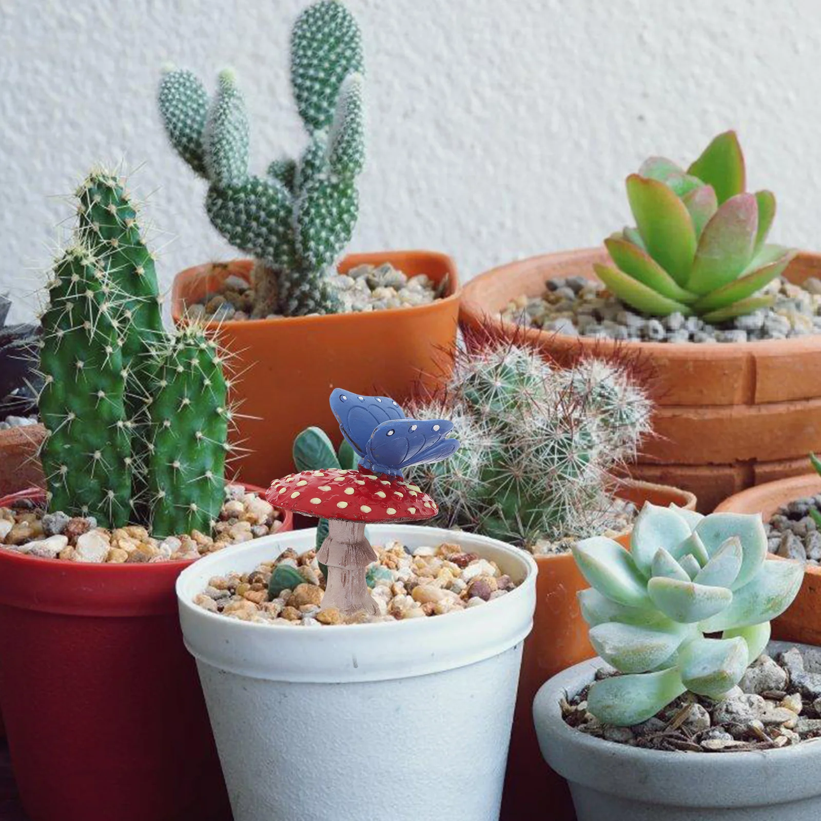 

3Pcs Resin Glow in The Dark Mushroom Decor Set - Red Mini Garden Statues for Fairy Yard Patio Shelf Bonsai Landscape Night