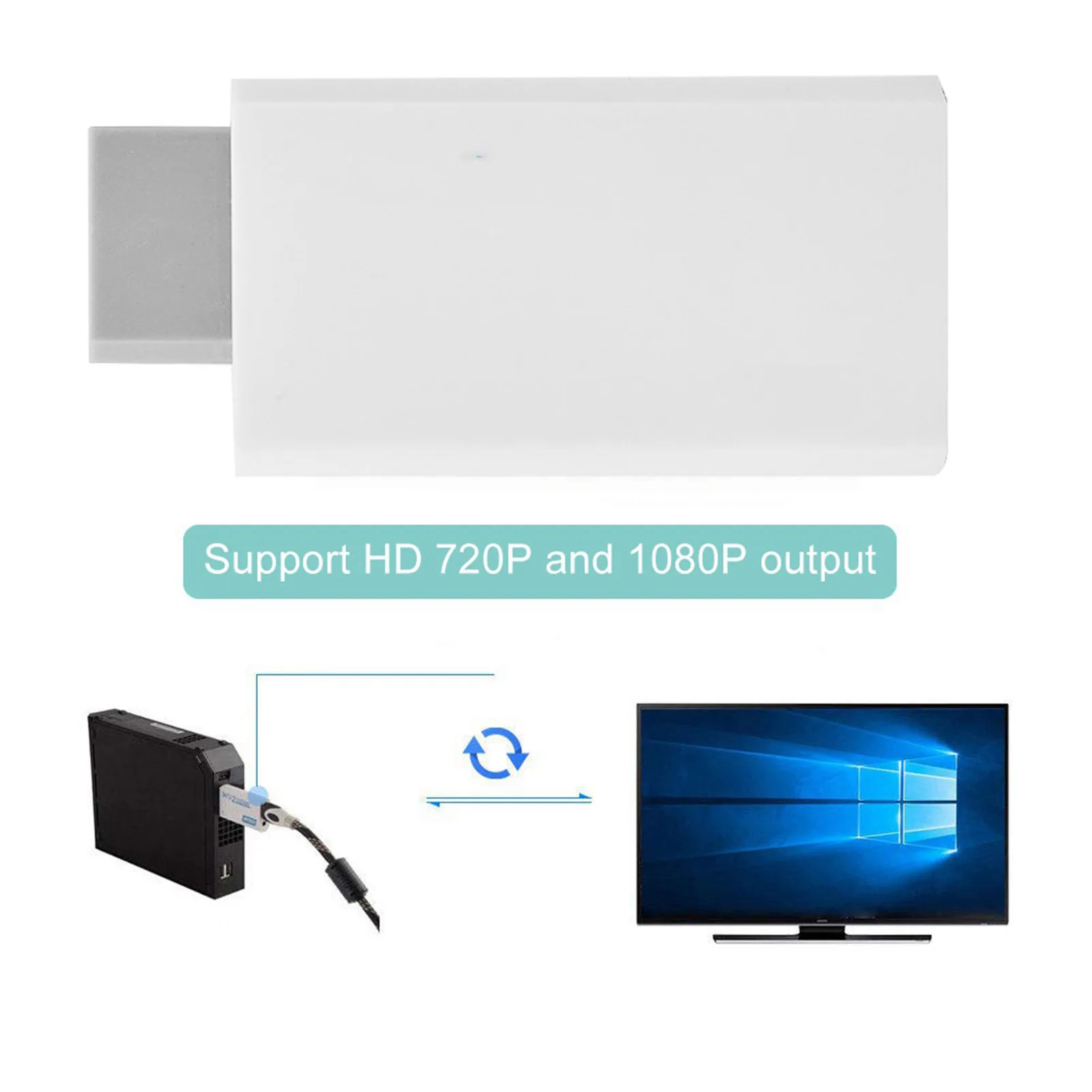 

Адаптер HD на HDMI, конвертер 2 в 1, выход 720p/1080P HD, портативный мини-адаптер для видео и аудио