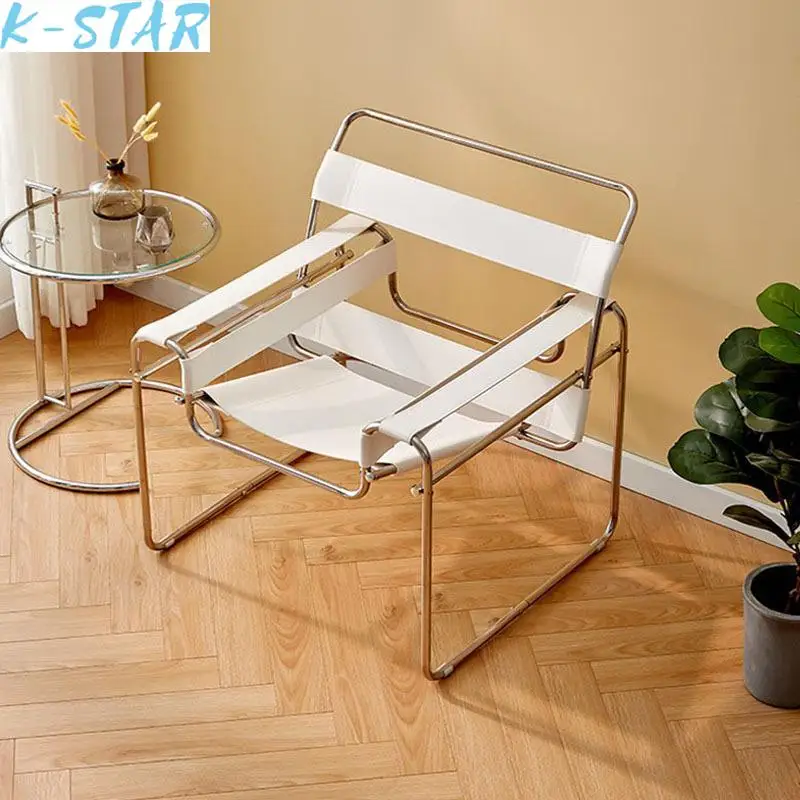 K-STAR Lazy Sofa Vasili Chair Ins Nordic Saddle Leather Single Chair Stainless Steel Casual Single Sofa Chair Casual Chair 2024