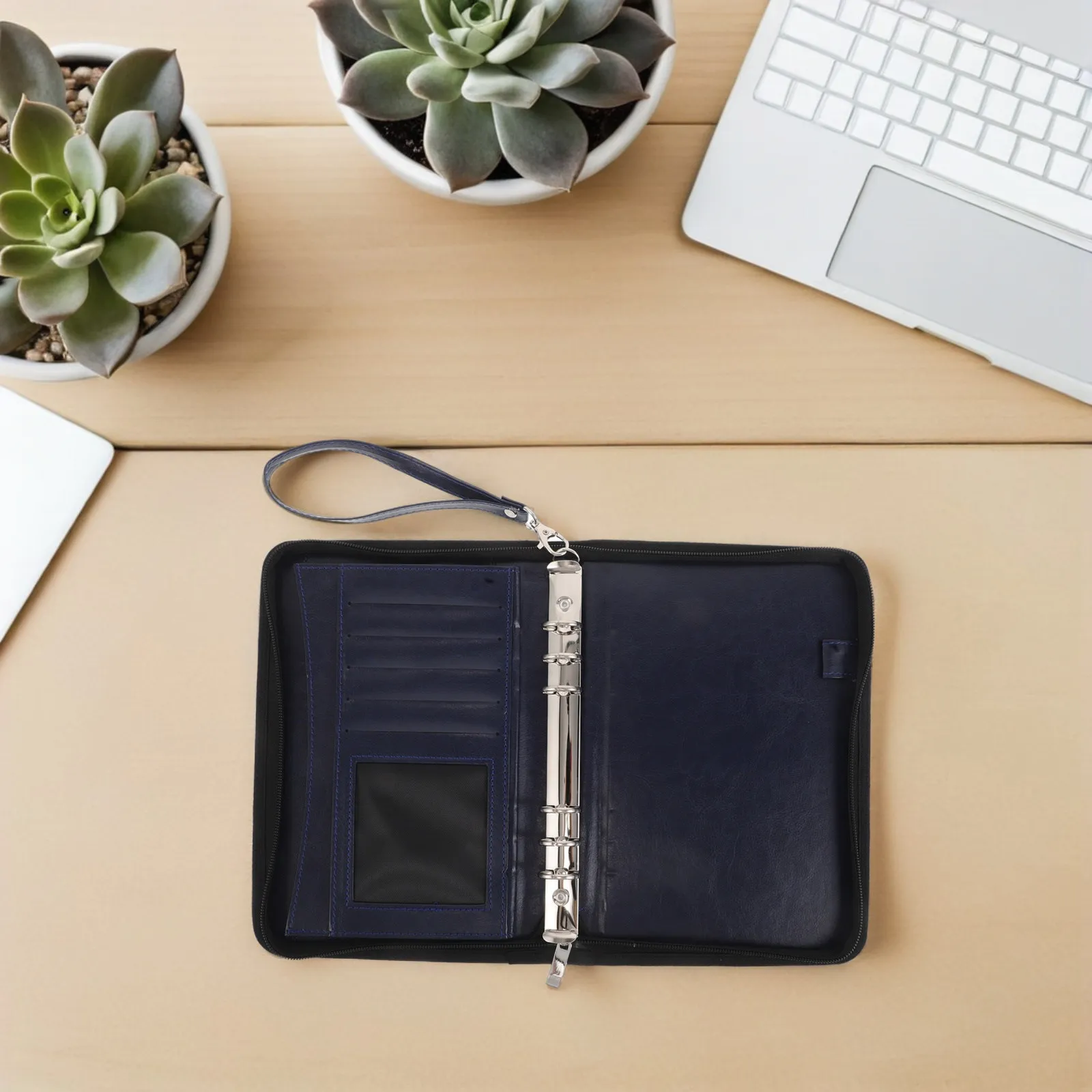 

Portfolio Binder Refillable Loose Leaf Binder Journal Zippered PU Padfolio Office Meeting Note Taking Organizer