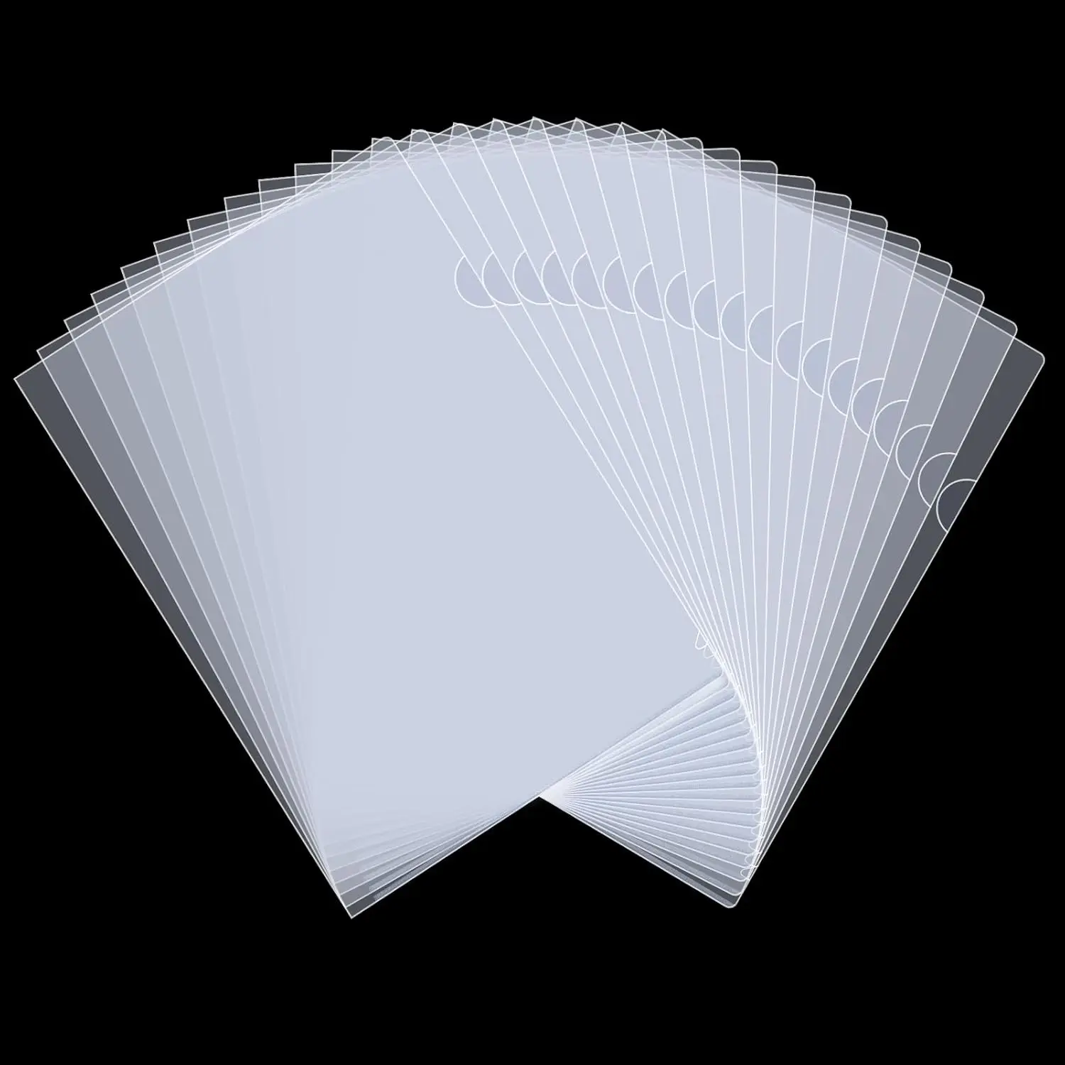 40PCS Plastic Clear Document Folders,L-Type Transparent Folder Project Pockets for A4/ Letter Size,20C (2.0mm) Thick