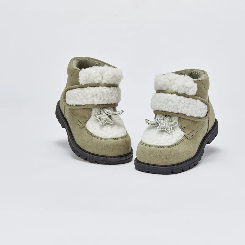 Dave Bella Children Warm Boots Winter New Boys Girls Plus Thicken Shoes Girls Velvet Short Boots Baby Fashion Boots DB4237649