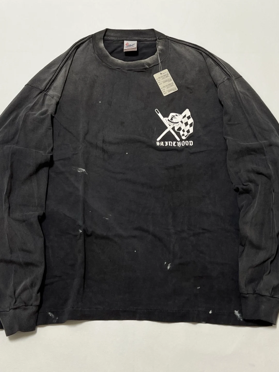 

Ретро-футболка с ручной росписью в виде черепа, в американском уличном стиле, винтажная, с эффектом потертости, для мотоциклистов, повседневная