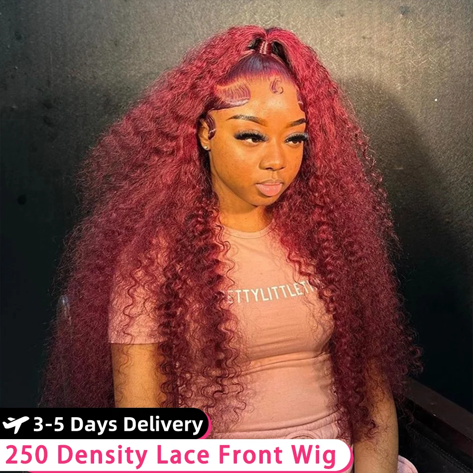 

250 Density Red Wig 99J Burgundy Lace Front Wig 13X6 Curly Human Hair Wigs Hd Lace 13X4 Colored Water Deep Wave Frontal Wig 4X4