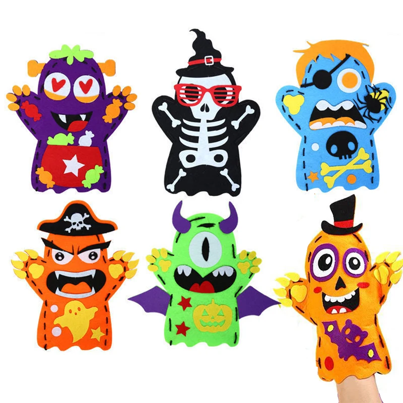 

3Pcs DIY Hand Puppet Craft Toy Felt Halloween Party Favors Kindergarten Activites Cartoon Accessory Home Decoration Gfts for Kid