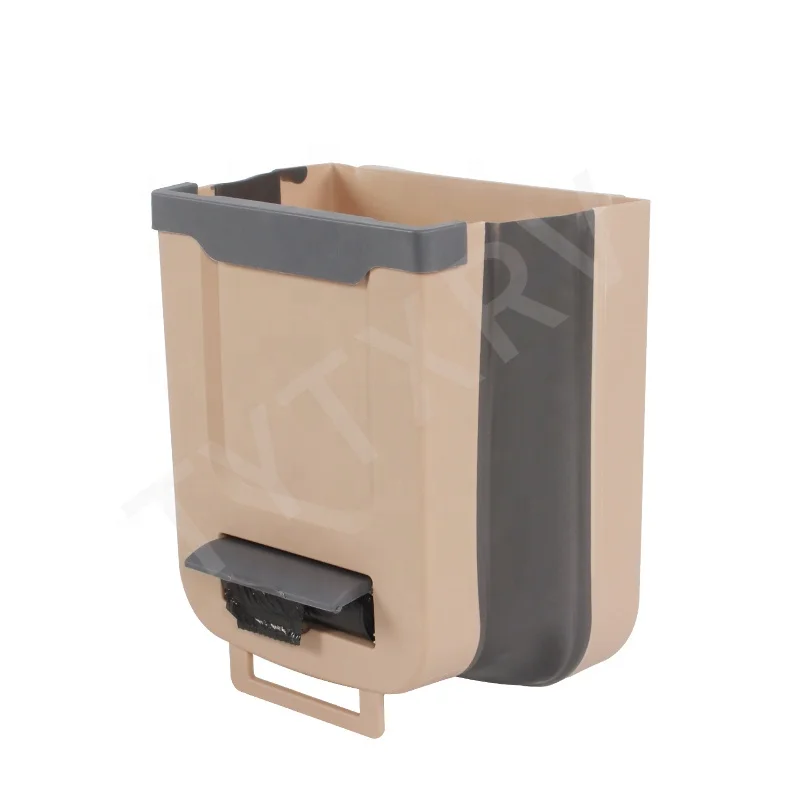 Bote de basura OEM de alta capacidad, 7L, 10L, diseño plegable multifuncional, suspensión que ahorra espacio, fácil limpieza, accesorios interiores RV