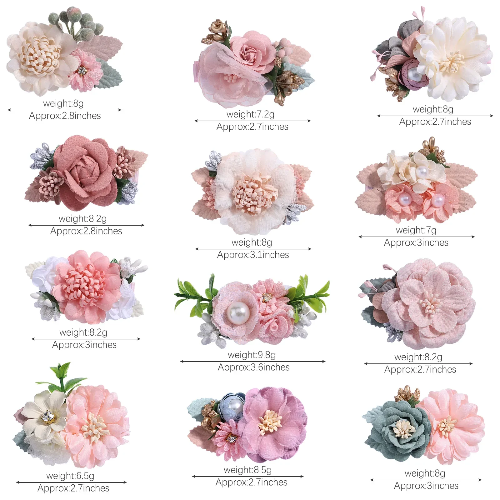 Pétalas de flores para meninas, pérola doce, chiffon, decoração do cabelo, headwear, clipes, presilhas, acessórios para cabelo infantil, presente bonito, novo