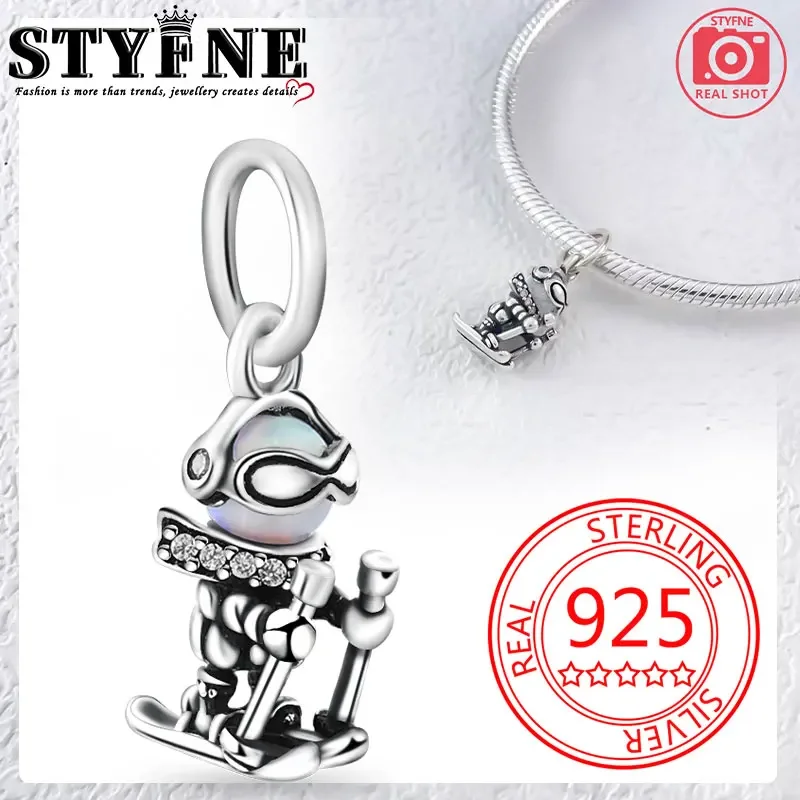 Travel Hobbies 2025 Beads 925 Sterling Silver Skier Dangle Charm for Women's Jewelry DIY Pulseras Gift Official-website