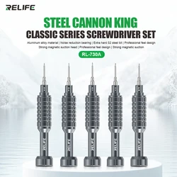 RELIFE RL-730A Steel Cannon King Classic Series Screwdriver Strong Magnetic Suction,Extra hard S2 Steel Bit Repair Tools