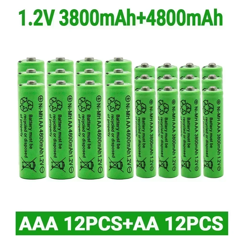 1.2V AA 4800mAh NI-MH Rechargeable Batteries+1.2 V AAA 3800 MAh Rechageable Battery NI-MH Battery +