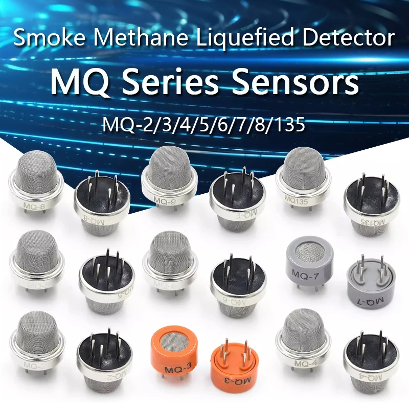 MQ Series Sensors MQ-2 MQ-3 MQ-4 MQ-5 MQ-6 MQ-7 MQ-8 MQ-9 MQ-135 Detection Smoke Methane Liquefied Gas Sensor Module Detector