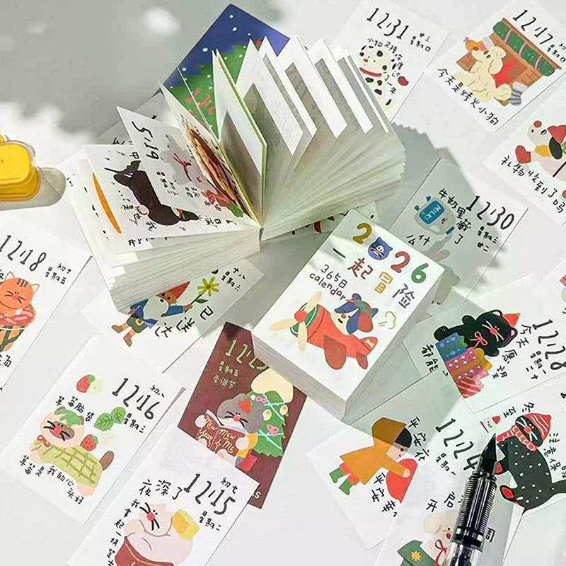 

Mini 365 Day Calendar 2026 Planner Yearly Agenda Organizer Cute Doodles Painting Daily Planner For Home Office School Memo Paper