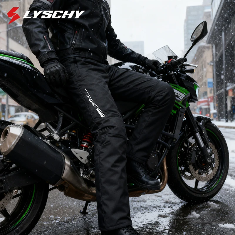Men's Winter Motorcycle Quick-Release Overpants Thickened Thermal Waterproof Windproof Riding Trousers with CE Protection