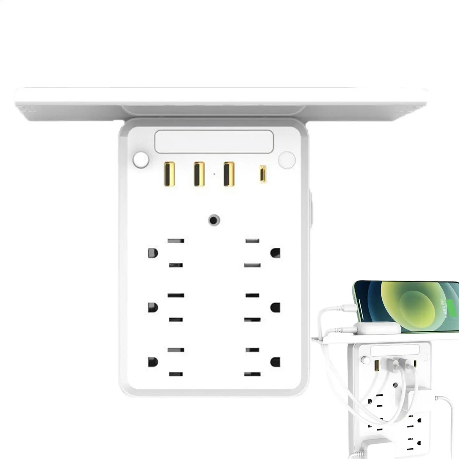 موسع منفذ الحائط متعدد المكونات مخرج الفاصل 3-USB منافذ محول 6 منافذ التيار المتردد الفاصل مع الفاصل والضوء للمطبخ