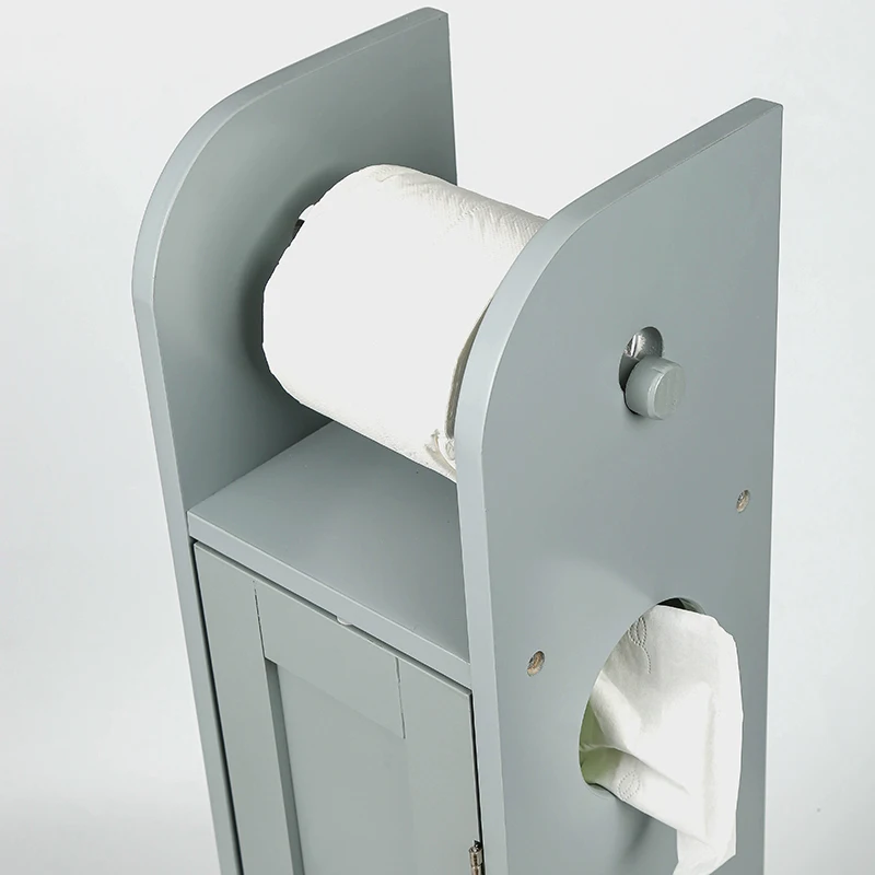 #￥MDF Toilet Paper Holder Stand Free Standing Toilet Tissue Holder Roll Storage Rack for Bathroom Bathroom Storage Cupboards