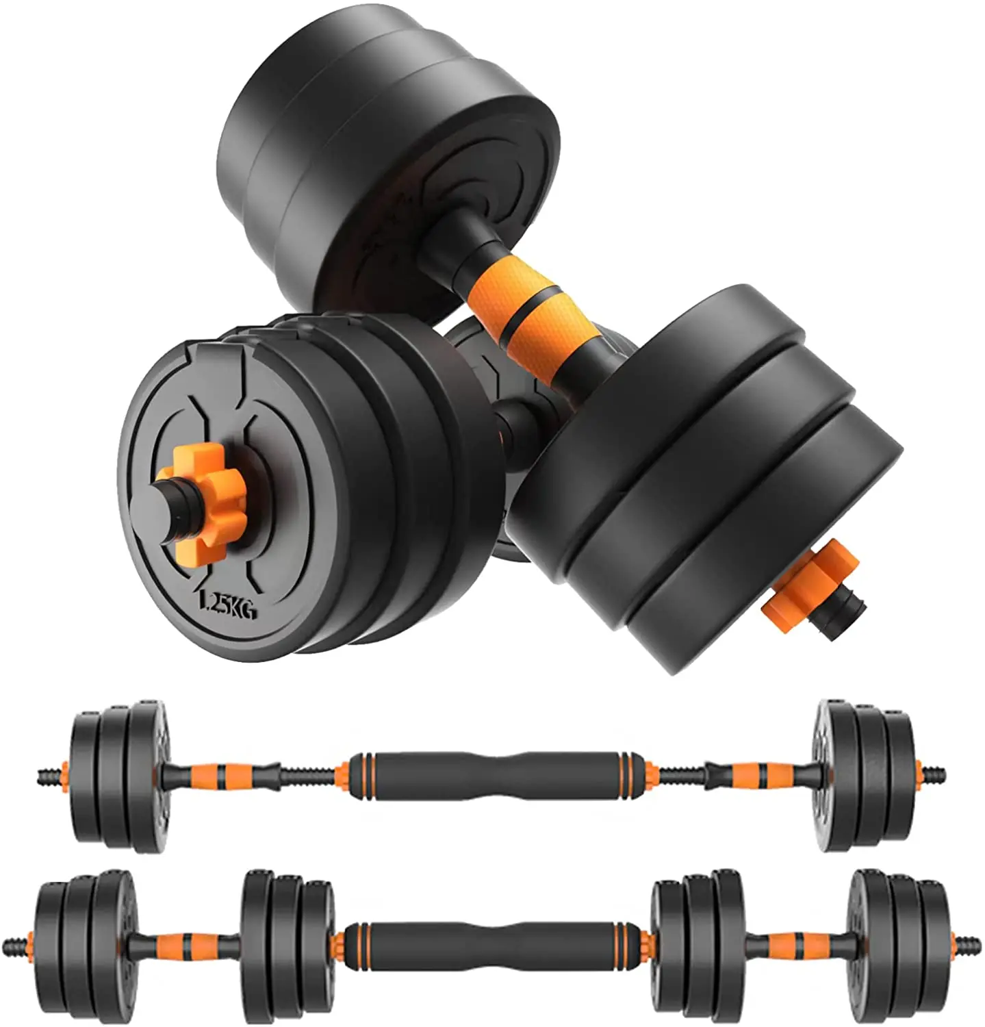 

Adjustable Dumbbells Set Barbell Weight with Connecting Rod Free Weights Solid Steel Barbells set Home Gym Workout Equipment